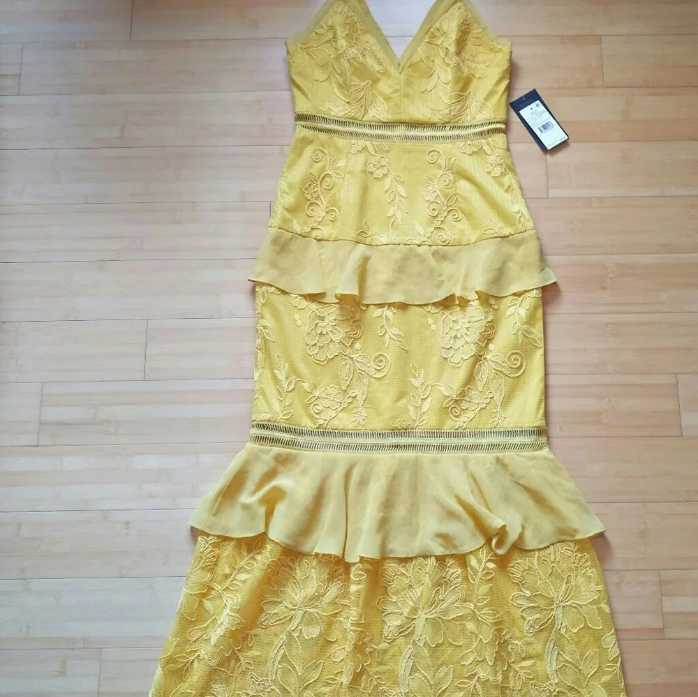 -NWT- Aidan Mattox Tiered Floral Lace Dress 2 - Picture 4 of 16